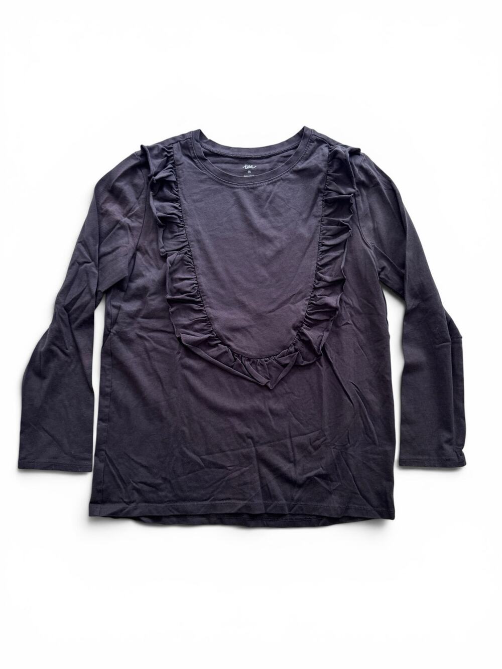 Tea Collection gray ruffle long sleeve tee